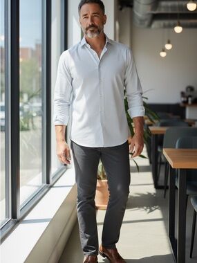 Canali Blue Micro-Pattern Long Sleeve Button-Down Dress Shirt Size 42/16.5"